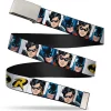 Chrome Buckle Web Belt - Batman & Robin Blocks White Webbing