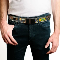 Chrome Buckle Web Belt - CATDOG Characters Running Webbing