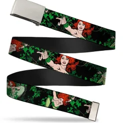 Chrome Buckle Web Belt - DC Originals Poison Ivy 3-Poses/Ivy Black/Greens Webbing