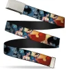 Chrome Buckle Web Belt - DC Comics Trinity Group Pose/Logos Webbing