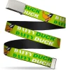 Chrome Buckle Web Belt - DAFFY DUCK w/Face CLOSE-UP Greens Webbing