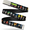 Chrome Buckle Web Belt - DC Originals SUPER HEROES HAVE ISSUES TOO! Faces/Issues Black Webbing