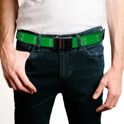 Chrome Buckle Web Belt - Green Lantern Logo Green/White Webbing