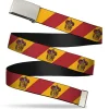 Chrome Buckle Web Belt - GRYFFINDOR Crest Diagonal Stripe Gold/Red Webbing