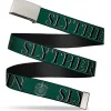 Chrome Buckle Web Belt - Harry Potter SLYTHERIN & Crest Green/Black Webbing