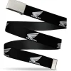 Chrome Buckle Web Belt - HONDA Motorcycle Logo Black/White Webbing