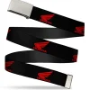 Chrome Buckle Web Belt - HONDA Motorcycle Logo Black/Red Webbing
