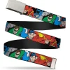 Chrome Buckle Web Belt - Justice League Superheroes CLOSE-UP New Webbing