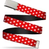 Chrome Buckle Web Belt - Minnie Mouse Polka Dots Red/White Webbing
