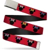 Chrome Buckle Web Belt - Minnie Mouse Silhouette Red/Black/Polka Dot Webbing