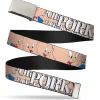 Chrome Buckle Web Belt - PORKY PIG w/Poses Pink Webbing