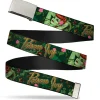 Chrome Buckle Web Belt - POISON IVY Bombshell Poses Greens/Reds Webbing