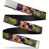 Chrome Buckle Web Belt - Scooby & Shaggy Hugging w/Werewolf Man Purple Webbing
