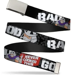 Chrome Buckle Web Belt - Shredder Poses BAD NEVER LOOKED THIS GOOD Webbing