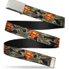 Chrome Buckle Web Belt - Superman Shield Camo Olive Webbing