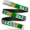 Chrome Buckle Web Belt - Shaggy Poses/BAKED Green/White Webbing