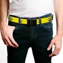 Chrome Buckle Web Belt - SpongeBob 8-Bit Smile Yellow Webbing