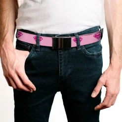Chrome Buckle Web Belt - Superman Shield Pink Webbing