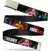 Chrome Buckle Web Belt - THE BIG BANG THEORY Superhero Character Poses Black Webbing