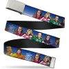 Chrome Buckle Web Belt - The Big Bang Theory Superhero Characters Group Blue Dot Fade Webbing