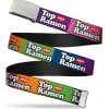 Chrome Buckle Web Belt - TOP RAMEN Noodle Wave Blocks Multi Color/Black/White Webbing