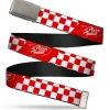 Chrome Buckle Web Belt - Toy Story PIZZA PLANET Logo Checker Red/White Webbing