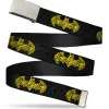 Chrome Buckle Web Belt - Zebra Bat Signal Black/Gray/Yellow/Black Webbing