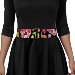 Cinch Waist Belt - Bobo Sugar Skull Paisley Black Multi Color