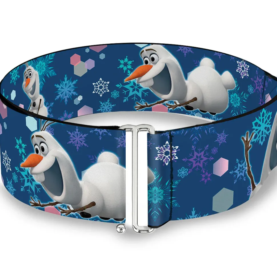 Cinch Waist Belt - Frozen Olaf Poses Snowflakes Blues
