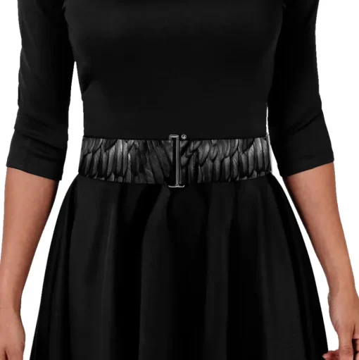 Cinch Waist Belt - Maleficent's Wing Feathers Bounding Black Grays