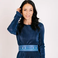 Cinch Waist Belt - Olaf Snowflakes Stitch Blues White