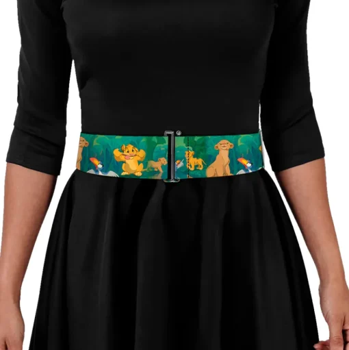 Cinch Waist Belt - The Lion King Simba Nala Zazu Poses Leaves Greens