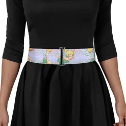 Cinch Waist Belt - Tinker Bell Poses Purple Pink Fade