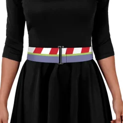 Cinch Waist Belt - Toy Story Buzz Lightyear Bounding Striping Red White Green Purple