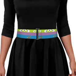 Cinch Waist Belt - Toy Story Alien Bounding Striping Green Purple Blue