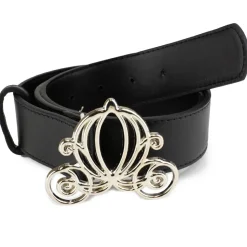 Cinderella Carriage Silver Cast Buckle - Black PU Strap Belt