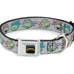 Classic TEENAGE MUTANT NINJA TURTLES Logo Seatbelt Buckle Collar - Teenage Mutant Ninja Turtles Expressions Gray