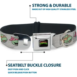 Classic TEENAGE MUTANT NINJA TURTLES Logo Seatbelt Buckle Collar - Teenage Mutant Ninja Turtles Expressions Gray