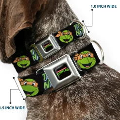 Classic TEENAGE MUTANT NINJA TURTLES Logo Seatbelt Buckle Collar - Teenage Mutant Ninja Turtles Faces and Icons Black/Multi Color