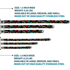 Classic TEENAGE MUTANT NINJA TURTLES Logo Seatbelt Buckle Collar - Classic Teenage Mutant Ninja Turtles Electric Expressions/Turtle Shells Black/Multi Neon