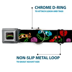 Classic TEENAGE MUTANT NINJA TURTLES Logo Seatbelt Buckle Collar - Classic Teenage Mutant Ninja Turtles Electric Expressions/Turtle Shells Black/Multi Neon