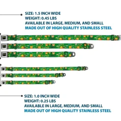 Classic TEENAGE MUTANT NINJA TURTLES Logo Seatbelt Buckle Collar - I "HEART" TMNT/Classic Turtles & Pizza Green