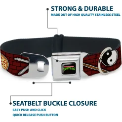 Classic TEENAGE MUTANT NINJA TURTLES Logo Seatbelt Buckle Collar - Classic TMNT Gear/Elements Brick Wall