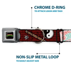 Classic TEENAGE MUTANT NINJA TURTLES Logo Seatbelt Buckle Collar - Classic TMNT Gear/Elements Brick Wall