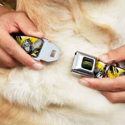 Classic TEENAGE MUTANT NINJA TURTLES Logo Seatbelt Buckle Collar - Teenage Mutant Ninja Turtles Shredder Pose and Icons Grays/Yellow