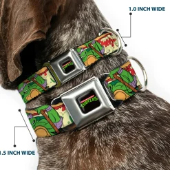 Classic TMNT Logo Seatbelt Buckle Collar - Classic TMNT Turtle Pizza