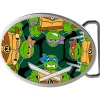 Classic TMNT Turtle Battle Poses Turtle Shell Framed FCG - Chrome Oval Rock Star Buckle