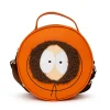 Comedy Central Bag, Cross Body, Round, South Park Kenny Face Close Up with Fur and Embroidery, Orange, Vegan Leather