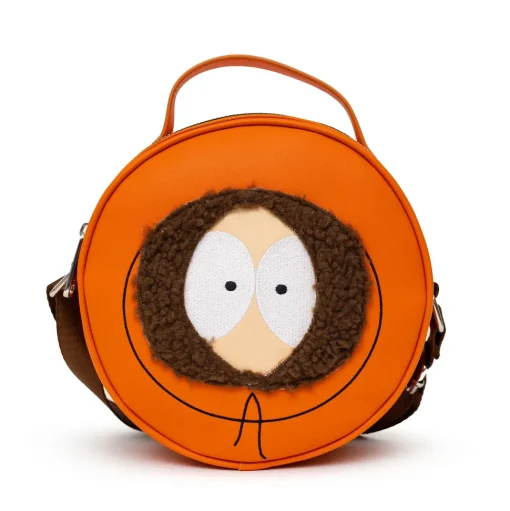 Comedy Central Bag, Cross Body, Round, South Park Kenny Face Close Up with Fur and Embroidery, Orange, Vegan Leather
