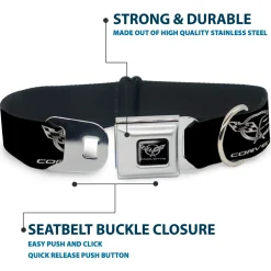 Corvette Seatbelt Buckle Collar - Corvette Black/Silver REPEAT